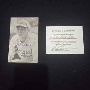 Joe Hatten Autographed Brooklyn Dodgers Paper Photo Vintage Signed W/COA